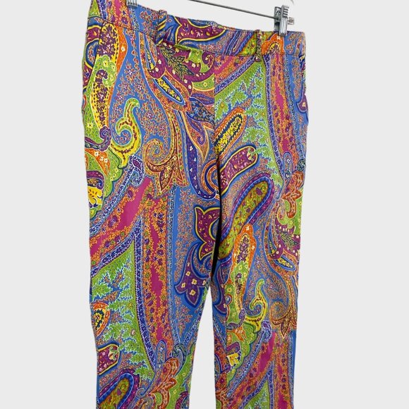 Lauren Ralph Lauren Paisley Rainbow Pants Women's Petite 6P Hippy Boho Woodstock - Picture 5 of 10